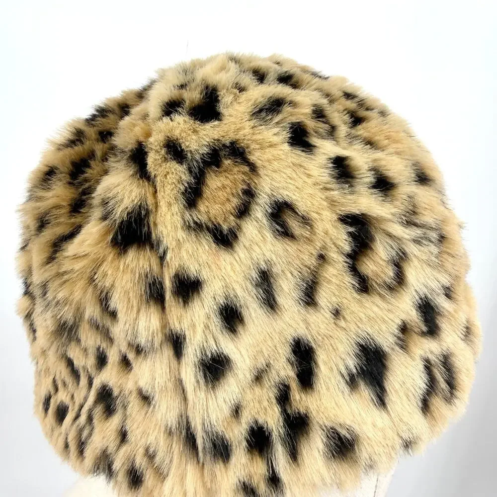 San Diego Hat Company Brown Black Leopard Faux Fur Winter Cloche Hat